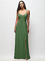 Front View Thumbnail - Vineyard Green Tie-Back Cutout Maxi Dress with Front Slit