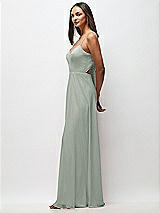 Side View Thumbnail - Willow Green Tie-Back Cutout Maxi Dress with Front Slit