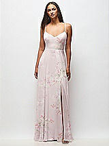Front View Thumbnail - Watercolor Print Tie-Back Cutout Maxi Dress with Front Slit