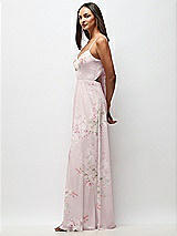 Side View Thumbnail - Watercolor Print Tie-Back Cutout Maxi Dress with Front Slit