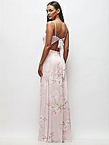Rear View Thumbnail - Watercolor Print Tie-Back Cutout Maxi Dress with Front Slit