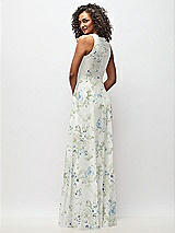 Rear View Thumbnail - Bleu Garden Deep V-Neck Chiffon Maxi Dress