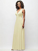 Side View Thumbnail - Butter Yellow Deep V-Neck Chiffon Maxi Dress