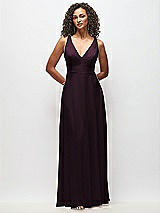 Front View Thumbnail - Deep Plum Deep V-Neck Chiffon Maxi Dress