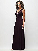 Side View Thumbnail - Deep Plum Deep V-Neck Chiffon Maxi Dress