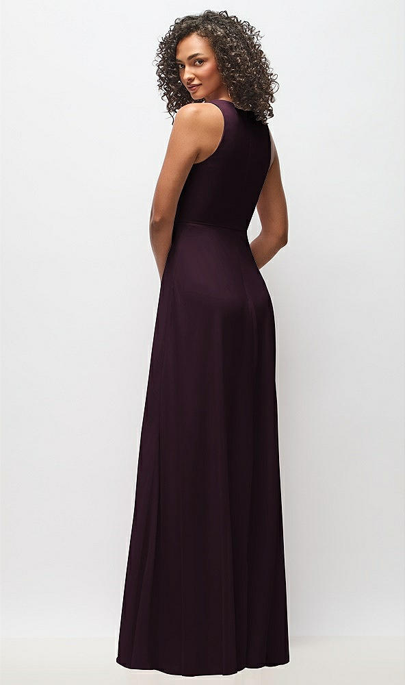 Back View - Deep Plum Deep V-Neck Chiffon Maxi Dress