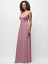 Side View Thumbnail - Dusty Pink Deep V-Neck Chiffon Maxi Dress