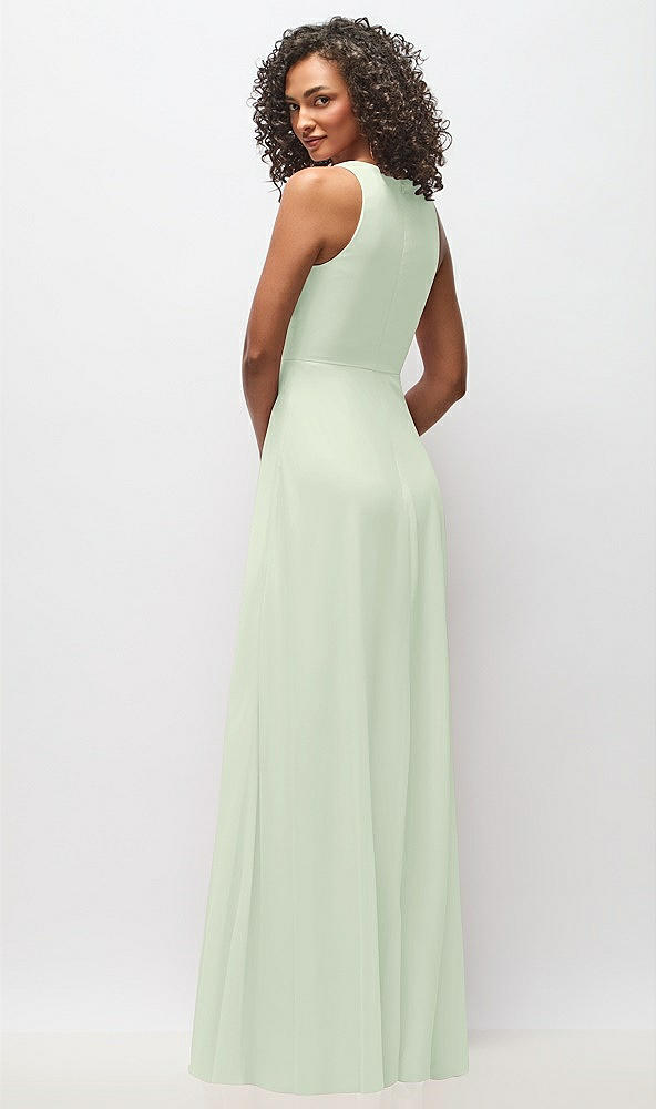 Back View - Mint Green Deep V-Neck Chiffon Maxi Dress