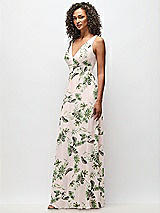 Side View Thumbnail - Palm Beach Print Deep V-Neck Chiffon Maxi Dress