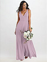 Alt View 1 Thumbnail - Suede Rose Deep V-Neck Chiffon Maxi Dress