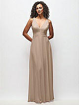 Front View Thumbnail - Topaz Deep V-Neck Chiffon Maxi Dress