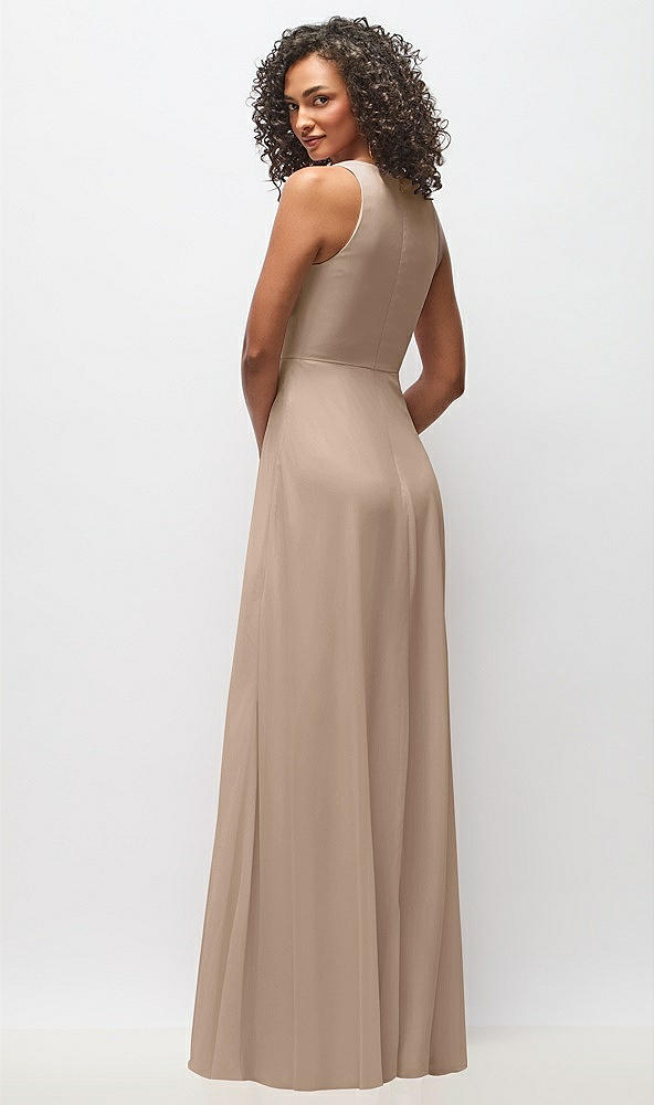 Back View - Topaz Deep V-Neck Chiffon Maxi Dress