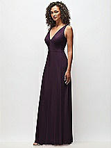 Side View Thumbnail - Aubergine Deep V-Neck Chiffon Maxi Dress