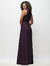 Rear View Thumbnail - Aubergine Deep V-Neck Chiffon Maxi Dress