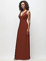 Side View Thumbnail - Auburn Moon Deep V-Neck Chiffon Maxi Dress