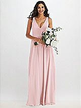 Alt View 2 Thumbnail - Ballet Pink Deep V-Neck Chiffon Maxi Dress