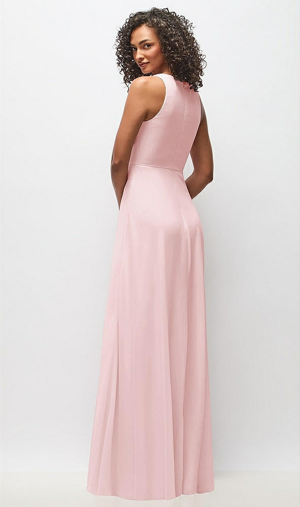 Back View - Ballet Pink Deep V-Neck Chiffon Maxi Dress