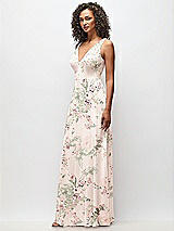 Side View Thumbnail - Blush Garden Deep V-Neck Chiffon Maxi Dress