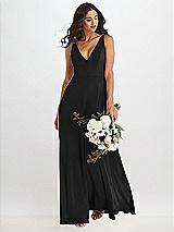 Alt View 1 Thumbnail - Black Deep V-Neck Chiffon Maxi Dress