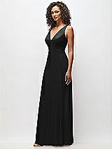 Side View Thumbnail - Black Deep V-Neck Chiffon Maxi Dress