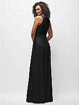 Rear View Thumbnail - Black Deep V-Neck Chiffon Maxi Dress