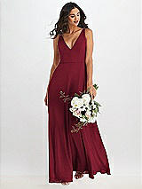 Alt View 1 Thumbnail - Burgundy Deep V-Neck Chiffon Maxi Dress