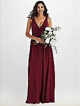 Alt View 2 Thumbnail - Burgundy Deep V-Neck Chiffon Maxi Dress
