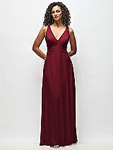 Front View Thumbnail - Burgundy Deep V-Neck Chiffon Maxi Dress