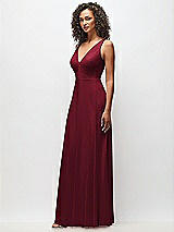 Side View Thumbnail - Burgundy Deep V-Neck Chiffon Maxi Dress