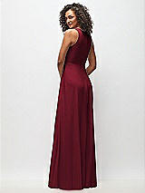 Rear View Thumbnail - Burgundy Deep V-Neck Chiffon Maxi Dress
