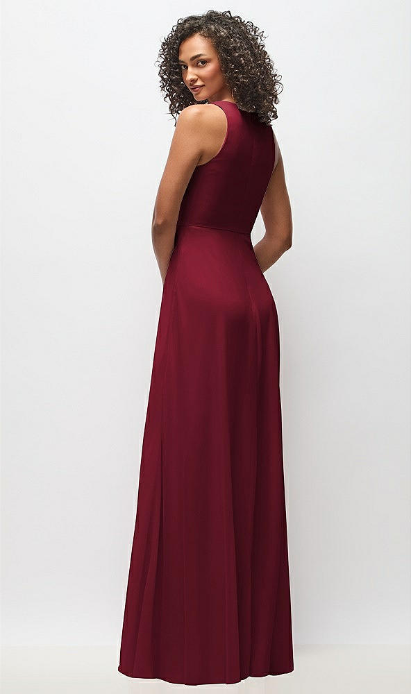 Back View - Burgundy Deep V-Neck Chiffon Maxi Dress