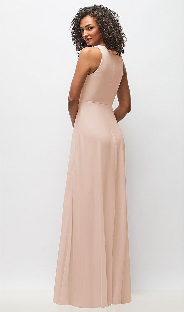 Back View - Cameo Deep V-Neck Chiffon Maxi Dress