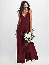 Alt View 1 Thumbnail - Cabernet Deep V-Neck Chiffon Maxi Dress