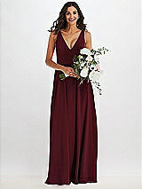 Alt View 2 Thumbnail - Cabernet Deep V-Neck Chiffon Maxi Dress