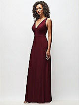Side View Thumbnail - Cabernet Deep V-Neck Chiffon Maxi Dress