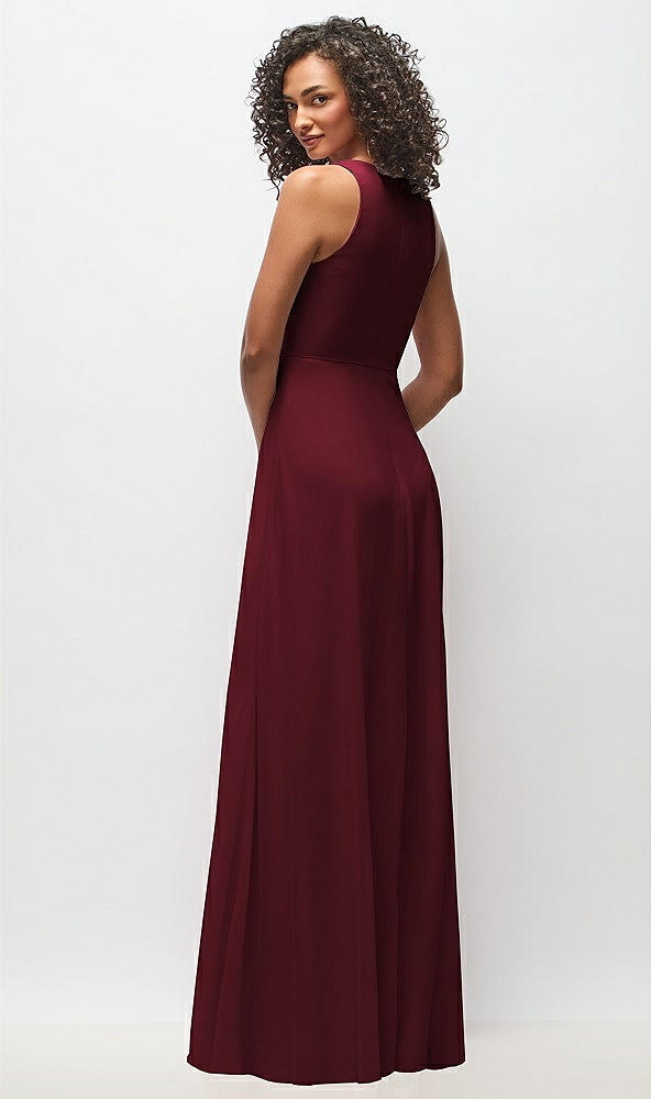 Back View - Cabernet Deep V-Neck Chiffon Maxi Dress