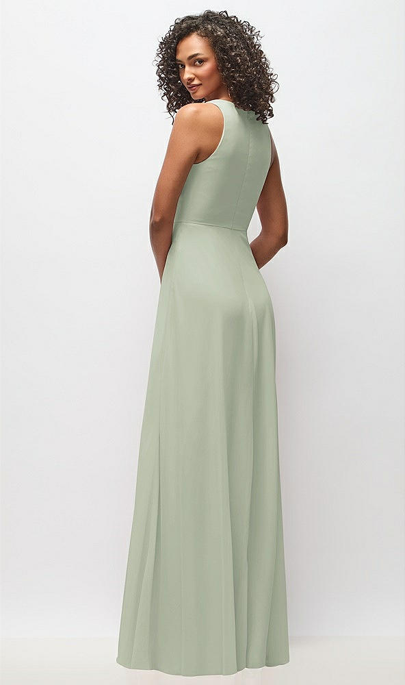Back View - Celadon Deep V-Neck Chiffon Maxi Dress