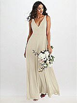 Alt View 1 Thumbnail - Champagne Deep V-Neck Chiffon Maxi Dress
