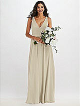Alt View 2 Thumbnail - Champagne Deep V-Neck Chiffon Maxi Dress