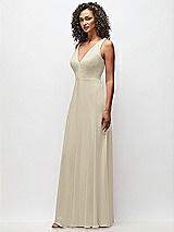 Side View Thumbnail - Champagne Deep V-Neck Chiffon Maxi Dress