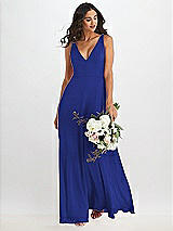 Alt View 1 Thumbnail - Cobalt Blue Deep V-Neck Chiffon Maxi Dress