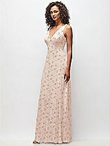 Side View Thumbnail - Coquette Floral Print Deep V-Neck Chiffon Maxi Dress