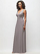 Side View Thumbnail - Cashmere Gray Deep V-Neck Chiffon Maxi Dress