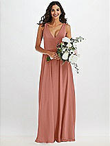 Alt View 2 Thumbnail - Desert Rose Deep V-Neck Chiffon Maxi Dress