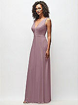 Side View Thumbnail - Dusty Rose Deep V-Neck Chiffon Maxi Dress