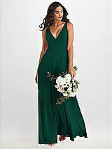 Alt View 1 Thumbnail - Hunter Green Deep V-Neck Chiffon Maxi Dress
