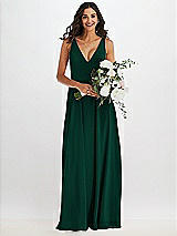 Alt View 2 Thumbnail - Hunter Green Deep V-Neck Chiffon Maxi Dress