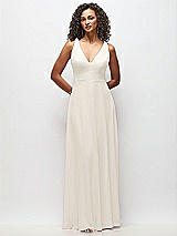 Front View Thumbnail - Ivory Deep V-Neck Chiffon Maxi Dress