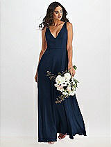 Alt View 1 Thumbnail - Midnight Navy Deep V-Neck Chiffon Maxi Dress