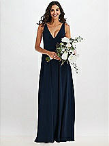 Alt View 2 Thumbnail - Midnight Navy Deep V-Neck Chiffon Maxi Dress